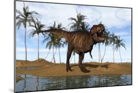 Tyrannosaurus Rex Standing on the Shoreline-null-Mounted Art Print