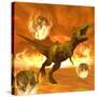 Tyrannosaurus Rex Struggles to Escape from a Meteorite Crash-null-Stretched Canvas