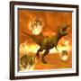 Tyrannosaurus Rex Struggles to Escape from a Meteorite Crash-null-Framed Art Print