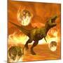 Tyrannosaurus Rex Struggles to Escape from a Meteorite Crash-null-Mounted Art Print