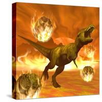 Tyrannosaurus Rex Struggles to Escape from a Meteorite Crash-null-Stretched Canvas