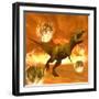 Tyrannosaurus Rex Struggles to Escape from a Meteorite Crash-null-Framed Art Print