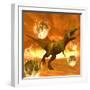 Tyrannosaurus Rex Struggles to Escape from a Meteorite Crash-null-Framed Art Print