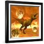 Tyrannosaurus Rex Struggles to Escape from a Meteorite Crash-null-Framed Art Print