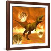 Tyrannosaurus Rex Struggles to Escape from a Meteorite Crash-null-Framed Art Print