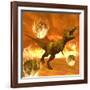 Tyrannosaurus Rex Struggles to Escape from a Meteorite Crash-null-Framed Art Print