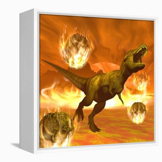 Tyrannosaurus Rex Struggles to Escape from a Meteorite Crash-null-Framed Stretched Canvas