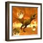 Tyrannosaurus Rex Struggles to Escape from a Meteorite Crash-null-Framed Art Print