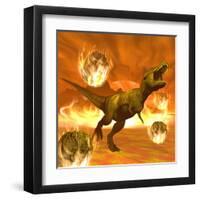 Tyrannosaurus Rex Struggles to Escape from a Meteorite Crash-null-Framed Art Print