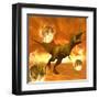 Tyrannosaurus Rex Struggles to Escape from a Meteorite Crash-null-Framed Art Print