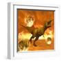 Tyrannosaurus Rex Struggles to Escape from a Meteorite Crash-null-Framed Art Print