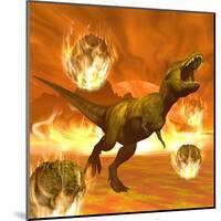 Tyrannosaurus Rex Struggles to Escape from a Meteorite Crash-null-Mounted Art Print