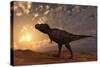 Tyrannosaurus Rex Walking across a Desert at Sunset-null-Stretched Canvas