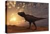 Tyrannosaurus Rex Walking across a Desert at Sunset-null-Stretched Canvas