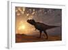 Tyrannosaurus Rex Walking across a Desert at Sunset-null-Framed Art Print
