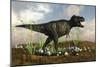 Tyrannosaurus Rex Walking across Desert Terrain-null-Mounted Art Print