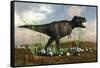 Tyrannosaurus Rex Walking across Desert Terrain-null-Framed Stretched Canvas