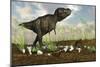 Tyrannosaurus Rex Walking across Desert Terrain-null-Mounted Art Print