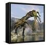 Tyrannosaurus Rex with a Freshly Killed Deinocheirus in its Mouth-Stocktrek Images-Framed Stretched Canvas