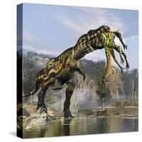 Tyrannosaurus Rex with a Freshly Killed Deinocheirus in its Mouth-Stocktrek Images-Stretched Canvas