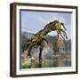 Tyrannosaurus Rex with a Freshly Killed Deinocheirus in its Mouth-Stocktrek Images-Framed Art Print