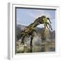 Tyrannosaurus Rex with a Freshly Killed Deinocheirus in its Mouth-Stocktrek Images-Framed Art Print
