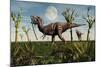 Tyrannosaurus Rex with a Freshly Killed Young Sauropod Dinosaur-null-Mounted Art Print