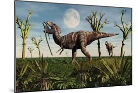 Tyrannosaurus Rex with a Freshly Killed Young Sauropod Dinosaur-null-Mounted Art Print