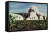 Tyrannosaurus Rex with a Freshly Killed Young Sauropod Dinosaur-null-Framed Stretched Canvas