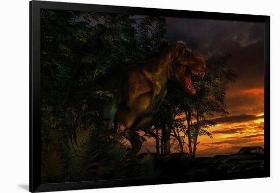Tyranosaurus Rex Emerging from a Forest on the Lookout for Prey-null-Framed Art Print