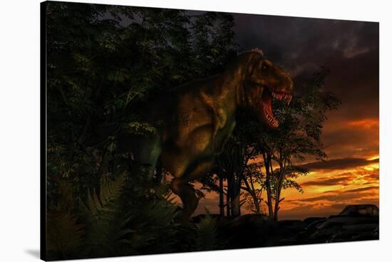Tyranosaurus Rex Emerging from a Forest on the Lookout for Prey-null-Stretched Canvas