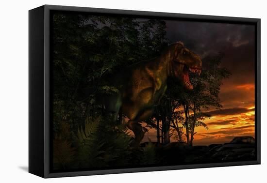 Tyranosaurus Rex Emerging from a Forest on the Lookout for Prey-null-Framed Stretched Canvas