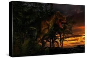 Tyranosaurus Rex Emerging from a Forest on the Lookout for Prey-null-Stretched Canvas