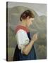 Tyrolean Girl Contemplating a Crucifix, 1865-Rudolph Friedrich Wasmann-Stretched Canvas