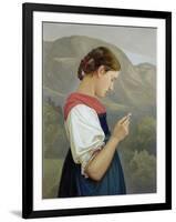 Tyrolean Girl Contemplating a Crucifix, 1865-Rudolph Friedrich Wasmann-Framed Giclee Print