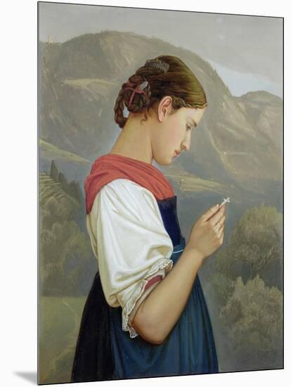 Tyrolean Girl Contemplating a Crucifix, 1865-Rudolph Friedrich Wasmann-Mounted Giclee Print