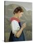 Tyrolean Girl Contemplating a Crucifix, 1865-Rudolph Friedrich Wasmann-Stretched Canvas