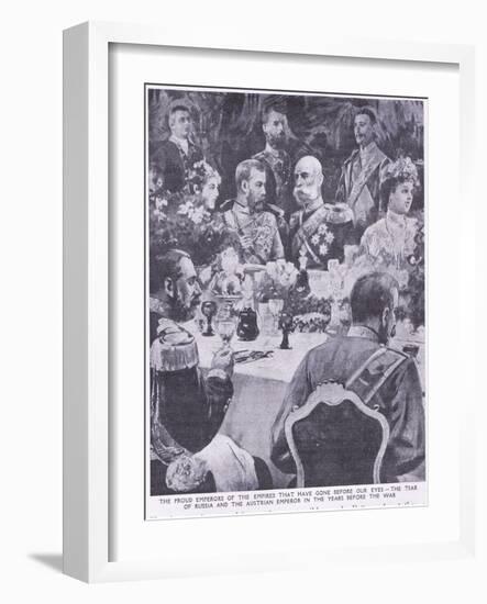 Tzar of Russia and the Austrian Emperor at a Banquet before the War-Charles Mills Sheldon-Framed Giclee Print