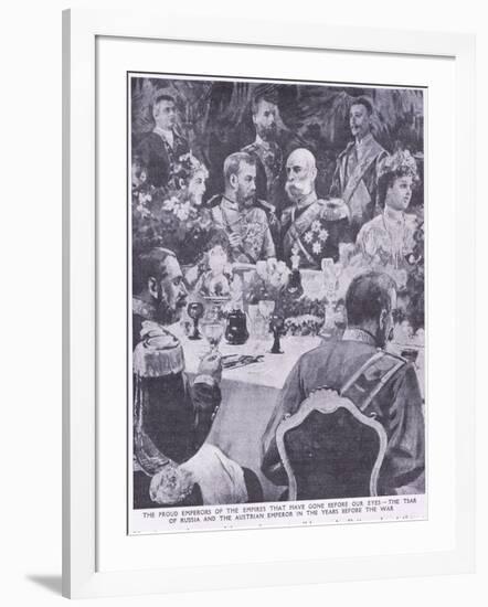 Tzar of Russia and the Austrian Emperor at a Banquet before the War-Charles Mills Sheldon-Framed Giclee Print