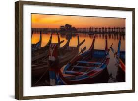 U Bein Bridge crossing the Taungthaman Lake near Amarapura in Mandalay, Myanmar.-Michele Niles-Framed Photographic Print