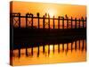 U Bein Bridge (Longest Teak Bridge in the World) at Sunset , Amarapura, Mandalay, Burma (Myanmar)-Nadia Isakova-Stretched Canvas