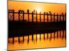 U Bein Bridge (Longest Teak Bridge in the World) at Sunset , Amarapura, Mandalay, Burma (Myanmar)-Nadia Isakova-Mounted Premium Photographic Print