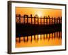 U Bein Bridge (Longest Teak Bridge in the World) at Sunset , Amarapura, Mandalay, Burma (Myanmar)-Nadia Isakova-Framed Photographic Print