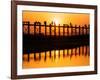 U Bein Bridge (Longest Teak Bridge in the World) at Sunset , Amarapura, Mandalay, Burma (Myanmar)-Nadia Isakova-Framed Photographic Print