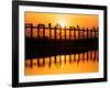 U Bein Bridge (Longest Teak Bridge in the World) at Sunset , Amarapura, Mandalay, Burma (Myanmar)-Nadia Isakova-Framed Photographic Print