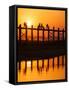 U Bein Bridge (Longest Teak Bridge in the World) at Sunset , Amarapura, Mandalay, Burma (Myanmar)-Nadia Isakova-Framed Stretched Canvas