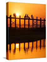 U Bein Bridge (Longest Teak Bridge in the World) at Sunset , Amarapura, Mandalay, Burma (Myanmar)-Nadia Isakova-Stretched Canvas