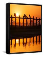 U Bein Bridge (Longest Teak Bridge in the World) at Sunset , Amarapura, Mandalay, Burma (Myanmar)-Nadia Isakova-Framed Stretched Canvas