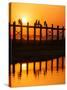 U Bein Bridge (Longest Teak Bridge in the World) at Sunset , Amarapura, Mandalay, Burma (Myanmar)-Nadia Isakova-Stretched Canvas