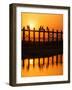 U Bein Bridge (Longest Teak Bridge in the World) at Sunset , Amarapura, Mandalay, Burma (Myanmar)-Nadia Isakova-Framed Photographic Print